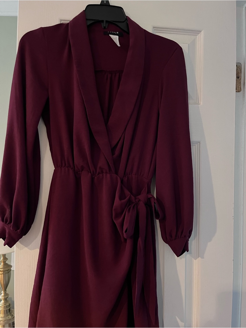 B Darlin Deep Wine Wrap Dress with Tie Waist